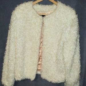 Vintage Women's White Winter Jacket w/ Matching Headband, sz L